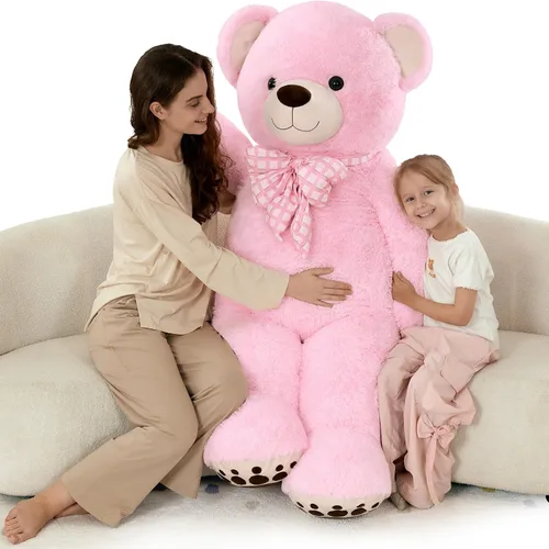 Vista 8 de MorisMos Oso de peluche gigante con corbata de 4 pies, 47 pulgadas, oso de peluche grande clásico, regalo para novia novio en cumpleaños, azul