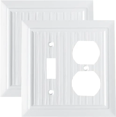 Vista 15 de Placas de pared clásicas de tablilla ranurada blanco puro, cubiertas de interruptor de luz, cubiertas de tomacorrientes eléctricos, placas