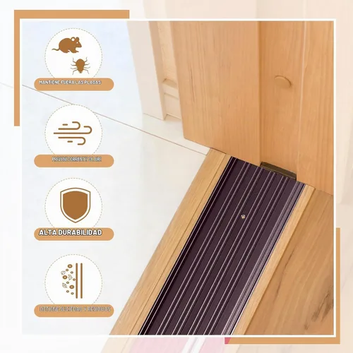 Vista 5 de Tandefio 2 unids 6" X 1/4" X 36" aluminio Saddle puerta umbral, marrón
