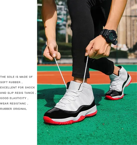 Vista 3 de xhuoqdk Zapatos de baloncesto retro de moda para hombre, zapatos deportivos de tendencia, zapatos casuales para correr al aire libre, zapatillas