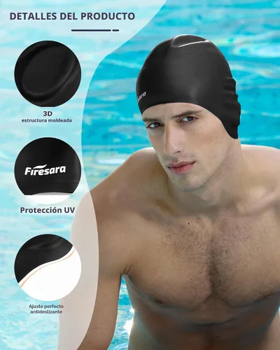 Vista 2 de Firesara Gorra de natación, gorra de natación original actualizada 3D, diseño ergonómico cómodo, duradero, protección para los oídos, para mujeres