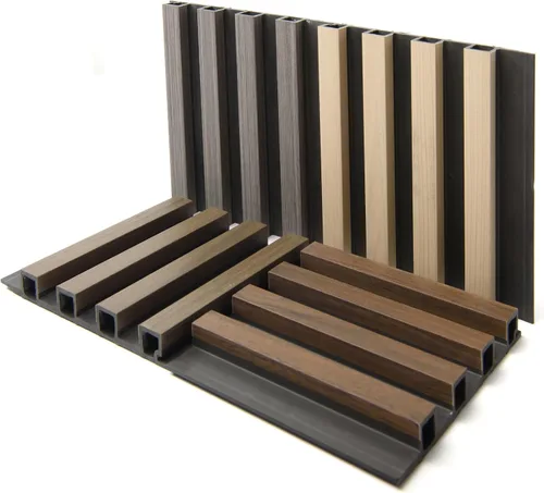 Vista 3 de Art3d Paquete de 4 paneles de pared de listones de madera WPC de 6 x 6 pulgadas para decoración de pared interior, paneles de pared acústicos