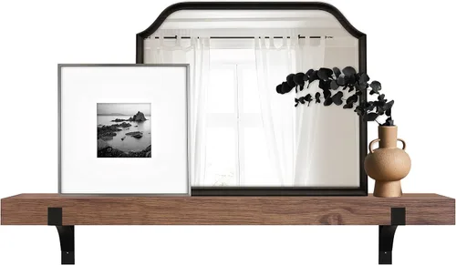 Vista 13 de MCS Repisa de 60 pulgadas, Master & Co Repisa de chimenea flotante de madera maciza con acabado blanco, estante flotante largo para sala de estar
