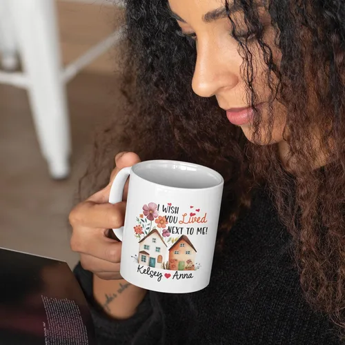 Vista 4 de Taza de café personalizada de alma gemela, taza de café de amistad personalizada para mejores amigos con nombres, mejores amigos, hermanas del alma