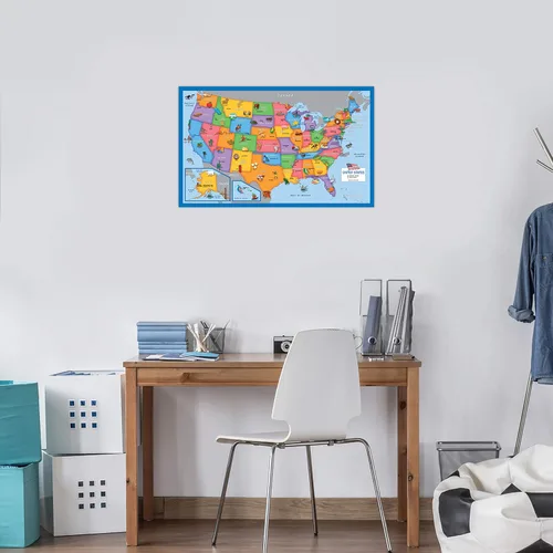 Vista 6 de Paquete de 2 – Mapa del mundo y Estados Unidos para niños [ilustrado] – Juego de 2 carteles (laminado, 18 x 29 pulgadas)