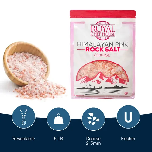 Vista 2 de Bolsa a granel de sal rosa del Himalaya de 5 libras - Cristales gourmet puros de Hymalain - Himilian 100% natural - Contiene 84 minerales - Adecuado