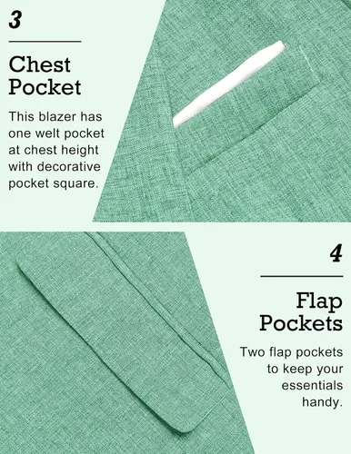 Vista 4 de Coofandy Chaquetas de traje informales para hombre, blazer liviano, abrigos deportivos de un botón