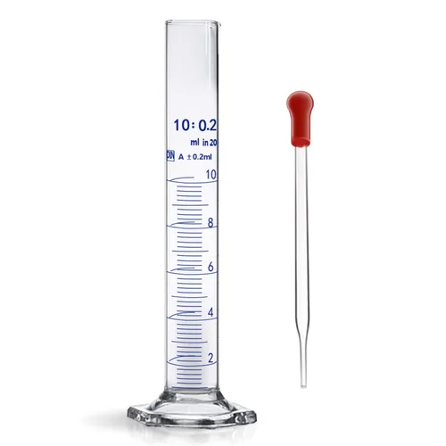 Vista 13 de Cilindro graduado de vidrio grueso para medir líquidos de laboratorio con base hexagonal viene con un gotero de vidrio (vidrio, 5ML)