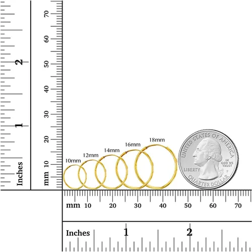 Vista 4 de Solid 14K Yellow or White or Rose Gold 1mm Tube Cartilage Endless Flex Hoop Earrings Huggies Hoops for Women Teens & Girls Hypoallergenic
