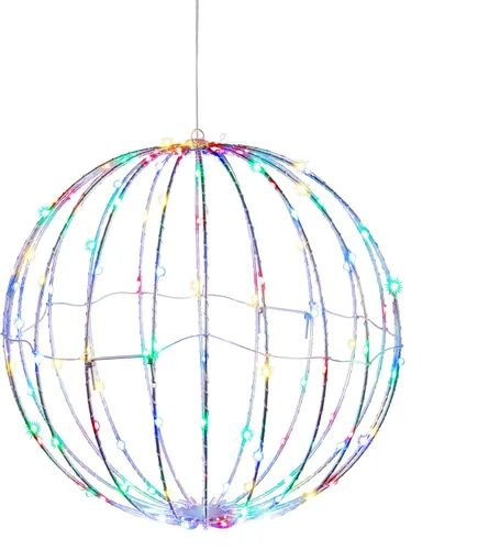 Vista 11 de Alpine Corporation Adorno colgante de metal plegable para interiores y exteriores de 16 pulgadas de alto, con luces LED blancas cálidas, decoración