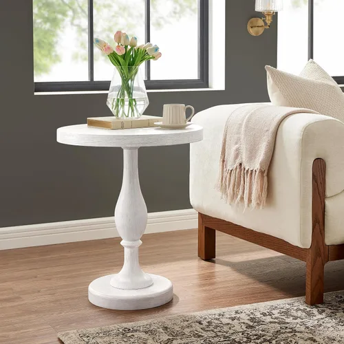 Vista 12 de Roundhill Furniture Solmere - Mesa auxiliar redonda de madera de 22 pulgadas, color negro