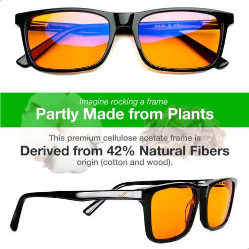 Vista 2 de Lentes de bloqueo de luz azul naranja para un mejor sueño – 99.5% acetato de alta calidad para mujeres y hombres – Gafas de juego ámbar