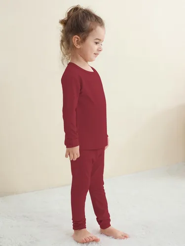 Vista 35 de GUISBY Conjunto de pijama de rayón de bambú para niños y niñas, ajuste cómodo, para uso diario, conjunto de pijama de 2 piezas