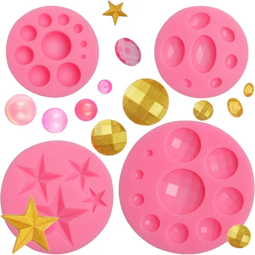 Vista 10 de Molde de silicona con forma de estrella, 3 paquetes de moldes de fondant de estrellas para decoración de tartas, cupcakes, arcilla de chocolate