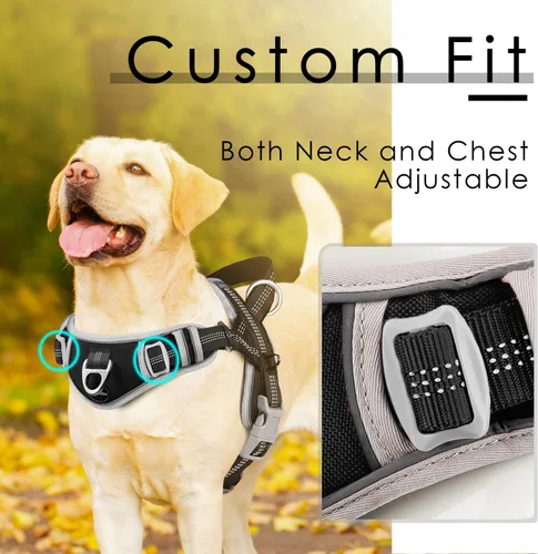 Vista 4 de ADVENTUREMORE Arnés para perro de tamaño pequeño sin tirones con código QR, chaleco reflectante ajustable para perro, arnés para perro a prueba