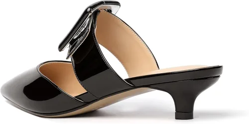 Vista 3 de Soireelady Zapatos de tacón bajo para mujer, zapatos de tacón bajo, sin espalda, punta baja, zapatos de vestir para uso diario