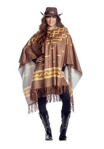 Vista 2 de Disfraz de Poncho de Vaquero para Adulto Multicolor