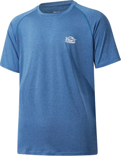 Vista 21 de Willit Camiseta de protección solar con capucha para hombre, manga corta, UPF 50+, FPS, secado rápido, resistente al agua Verde fluorescente