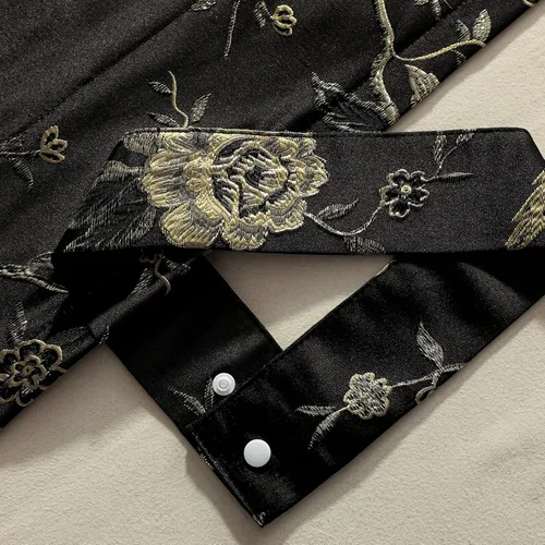 Vista 6 de VOGOL Cenefa floral negra para ventanas, patrón de pájaro, 52 x 18 pulgadas *Pájaro dorado