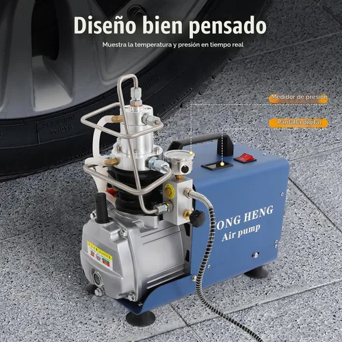 Vista 5 de Bepritm PCP Bomba de compresor de aire, bomba de compresor de aire eléctrica de alta presión de 4500PSI con bomba de agua y termómetro digital