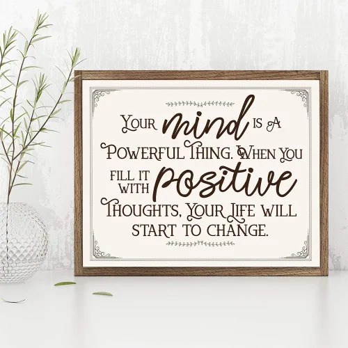 Vista 6 de Your Mind is a Powerful Thing When You Fill It With Positive Thoughts - Great Inspirational Decor, Positive Quote Display, Home Office and Classroom