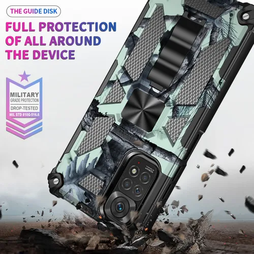 Vista 5 de Funda para Redmi Note 11S, funda para Redmi Note 11 4G, funda de camuflaje militar con protección de grado militar probada contra caídas y cubierta