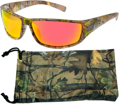 Vista 6 de Hornz Lentes de sol polarizados de camuflaje Brown Forest para hombre, WhiteTail, bolsa de microfibra a juego gratis Marrón Bosque Camo