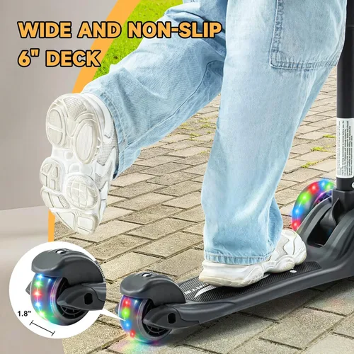 Vista 7 de GLAMUP Patinete para niños de 3 ruedas, manillar ajustable en altura para niños, sistema de inclinación para dirección y mecanismo de fácil plegado