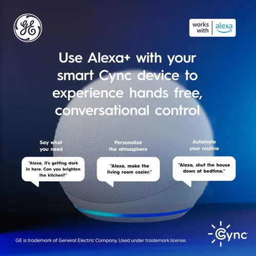 Vista 2 de GE Cync Luces inteligentes para café con efectos dinámicos, luces de cadena para patio que cambian de color, compatibles con Alexa y Google, 48 pies