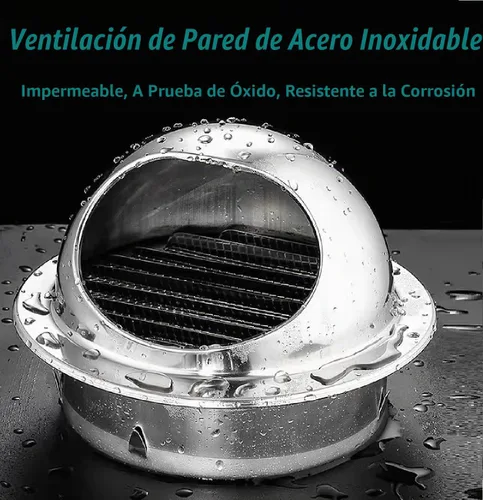 Vista 4 de Cubierta de ventilación de pared de 4 pulgadas Allvent, rejilla de escape redonda de acero inoxidable, salida de ventilación de aire de pared