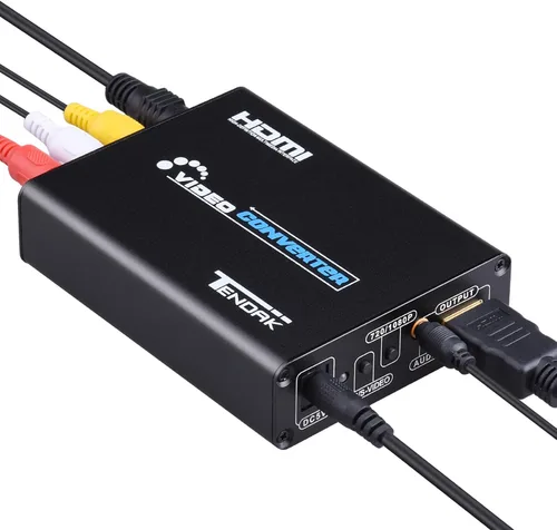 Vista 3 de Tendak MINI AV 3RCA conversor de audio CVBS a HDMI para PAL/NTSC con cargador para PS3, TV VHS VCR, DVD.