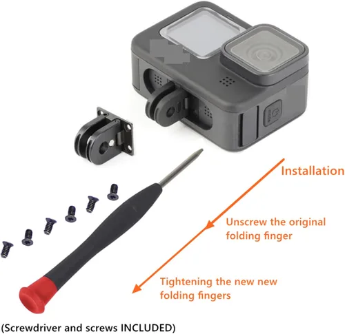 Vista 6 de Dedos plegables de repuesto para Gopro, adaptador de base de montaje plegable magnético con puerto de conector de trípode estándar de 1/4