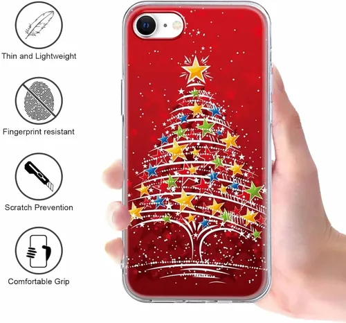 Vista 6 de Paquete de 2 fundas transparentes de Navidad para iPhone 7/8/SE 2020 / SE 2022 de 4.7 pulgadas, árboles de Navidad, resistentes al amarilleo