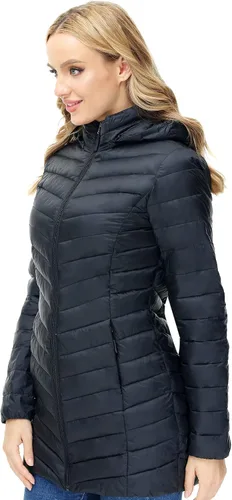 Vista 2 de ANOTHER CHOICE Women's Hooded Lightweight Packable Puffer Jacket Negro