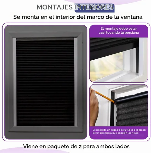 Vista 5 de Bloqueador de luz para ventana - Blanco 60" Juego de 2 (Removible) - Rieles laterales de oscurecimiento para persianas celulares y enrollables