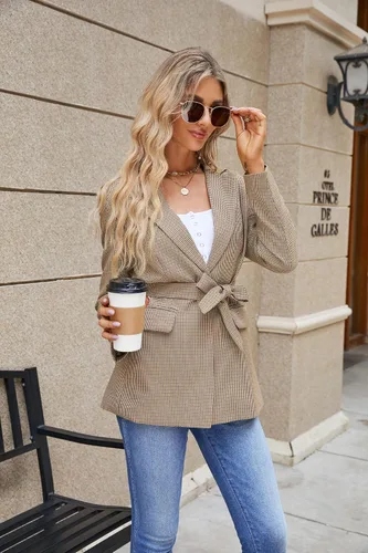 Vista 4 de JASAMBAC Womens Blazers for Work Lapel Open Front Long Sleeve Suit Jackets Work Jacket for Business Lady