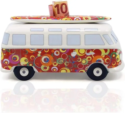 Vista 3 de BRISA VW Collection - Caja de monedas con tabla de surf en T1 Bus Samba (autobús clásico/rojo)