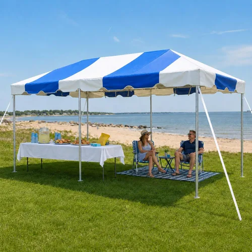 Vista 15 de Party Tents Direct Carpa para Fiesta de 20x30 - Marco de Acero - Gazebo al Aire Libre, Pabellón, Sombrilla para Sol, Refugio para Acampada - Verde