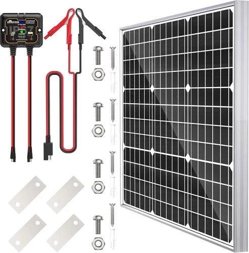 Vista 13 de SOLPERK Kit de panel solar de 10 W 12 V, cargador de batería solar impermeable + controlador MPPT inteligente + soporte de montaje ajustable