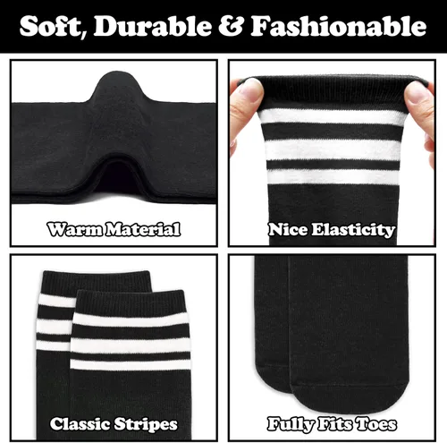 Vista 3 de Calcetines de fútbol para niños, calcetines de fútbol para niñas, calcetines de fútbol para niños, calcetines de tubo con rayas para niños pequeños