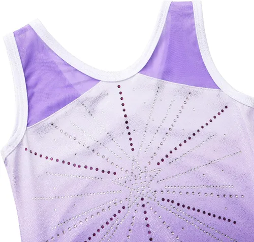 Vista 4 de BAOHULU Leotardos de gimnasia para niñas y niños pequeños con lentejuelas brillantes y parte superior de malla para bailar