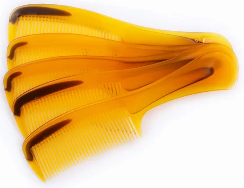 Vista 7 de LBY Peine para el cabello, paquete de 5 unidades, 16 cm (6.3"), peine de mango redondo, peine para el cuidado del cabello, plástico, amarillo