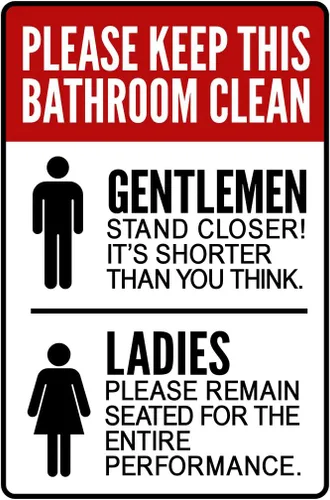 Vista 2 de Póster laminado de advertencia por favor mantén este baño limpio, póster de borrado en seco, arte de pared de 12 x 18 pulgadas
