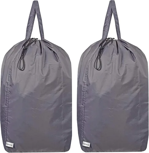 Vista 8 de Bolsa de lavandería de viaje lavable con asas y cordón (paquete de 2), resistente lo suficientemente grande como para contener 3 cargas