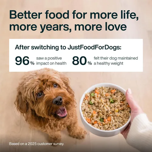 Vista 5 de JustFoodForDogs Pantry Fresh - Paquete variado de comida húmeda para perros, comida completa o complemento alimenticio para perros, recetas