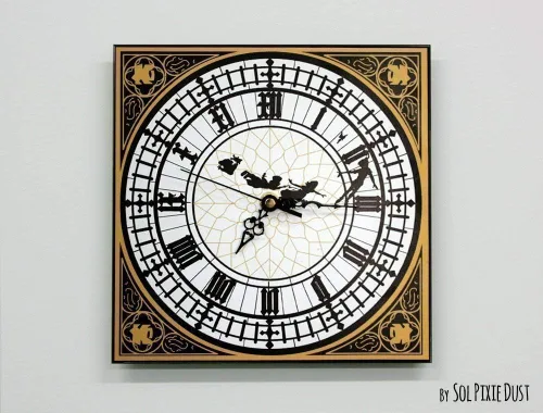 Vista 3 de Peter Pan - Reloj de pared Big Ben - Habitación de bebé - Habitación de guardería - Decoración de habitación de adolescentes - Opcional RGB LED 5V