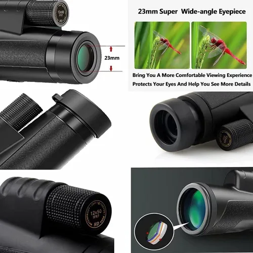 Vista 6 de Monocular Binoculars, monocular Telescope, Cell Phone monocular, Adult Zoom 12x50 HD with Cell Phone Holder Tripod for Hiking Bird Watching