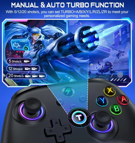 Vista 5 de Wireless Switch Controller for Nintendo Switch ControllerLiteOLED- LED Switch Pro ControlleriOSAndroid Game RemoteWired PC Joysticks-Programmable