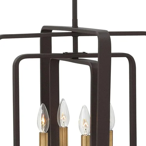 Vista 2 de Candelabro de marco abierto mediano de 4 luces en estilo moderno e industrial de mediados de siglo, 17 pulgadas de ancho por 19.75 pulgadas, acabado