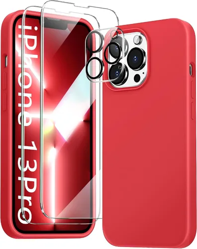 Vista 10 de Funda 5 en 1 para iPhone 12 Pro con protector de pantalla y protector de lente de cámara, funda de silicona líquida para iPhone 12 Pro (verde alpino)